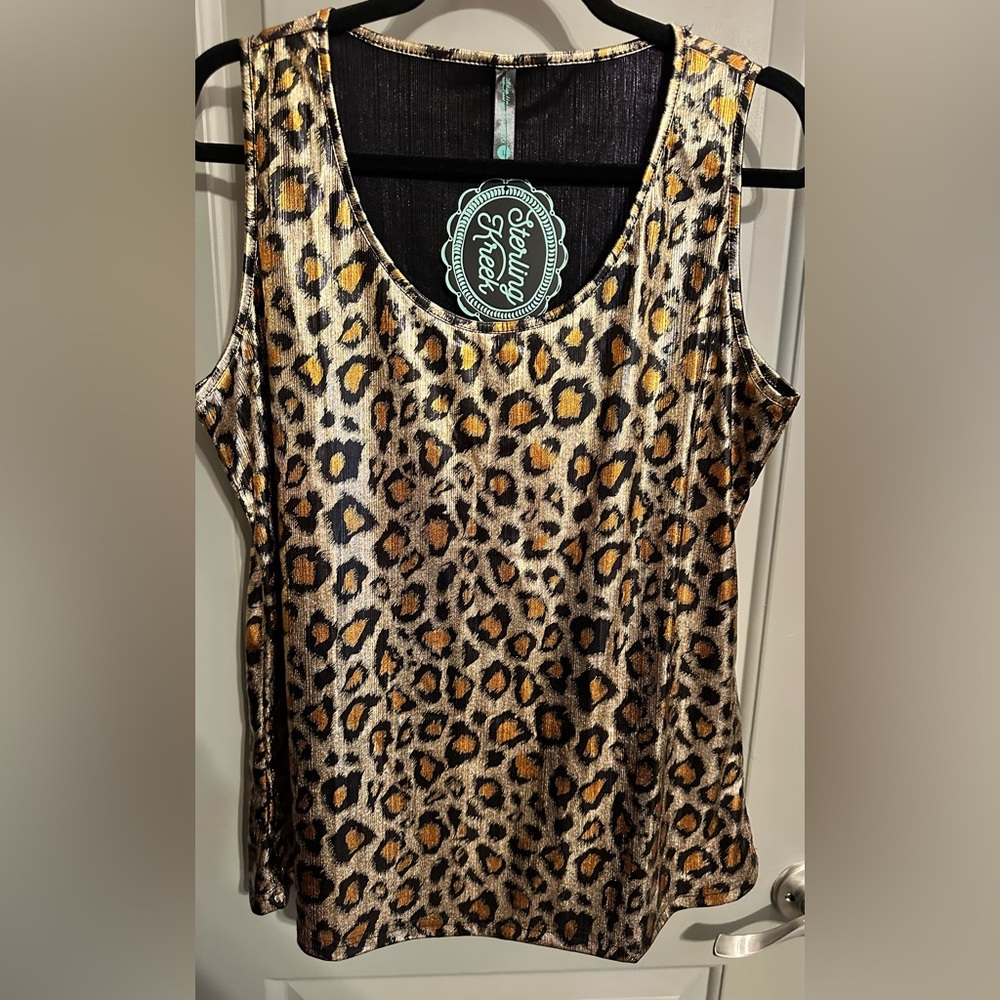Sterling Kreek Size L Shimmery Leopard Print Tank NWT